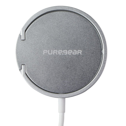 PureGear 15W Fast Magnetic Wireless Charger + Wall Adapter - Silver/White Cell Phone - Chargers & Cradles PureGear - Simple Cell Bulk Wholesale Pricing - USA Seller