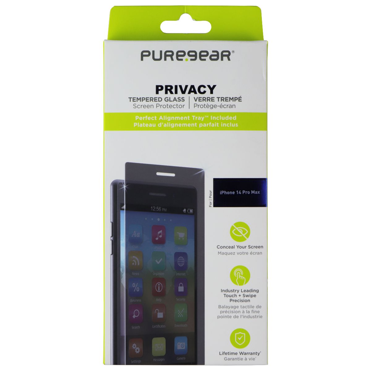 PureGear Privacy Tempered Glass Screen Protector for Apple iPhone 14 Pro Max Cell Phone - Screen Protectors PureGear - Simple Cell Bulk Wholesale Pricing - USA Seller
