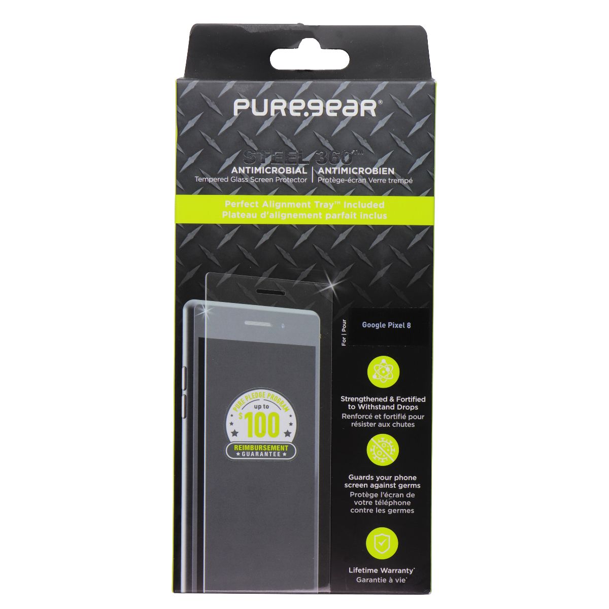 PureGear Steel 360 Screen Protector for Google Pixel 8 - Clear Cell Phone - Screen Protectors PureGear - Simple Cell Bulk Wholesale Pricing - USA Seller