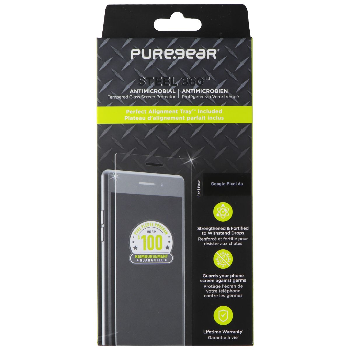 PureGear Steel 360 Screen Protector for Google Pixel 6a - Clear Cell Phone - Screen Protectors PureGear - Simple Cell Bulk Wholesale Pricing - USA Seller