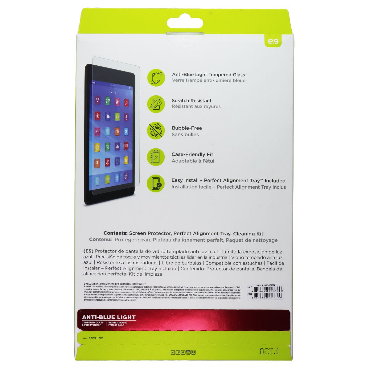 PureGear Anti-Blue Light Tempered Glass Screen Protector for Apple iPad 10th Gen iPad/Tablet Accessories - Screen Protectors PureGear - Simple Cell Bulk Wholesale Pricing - USA Seller