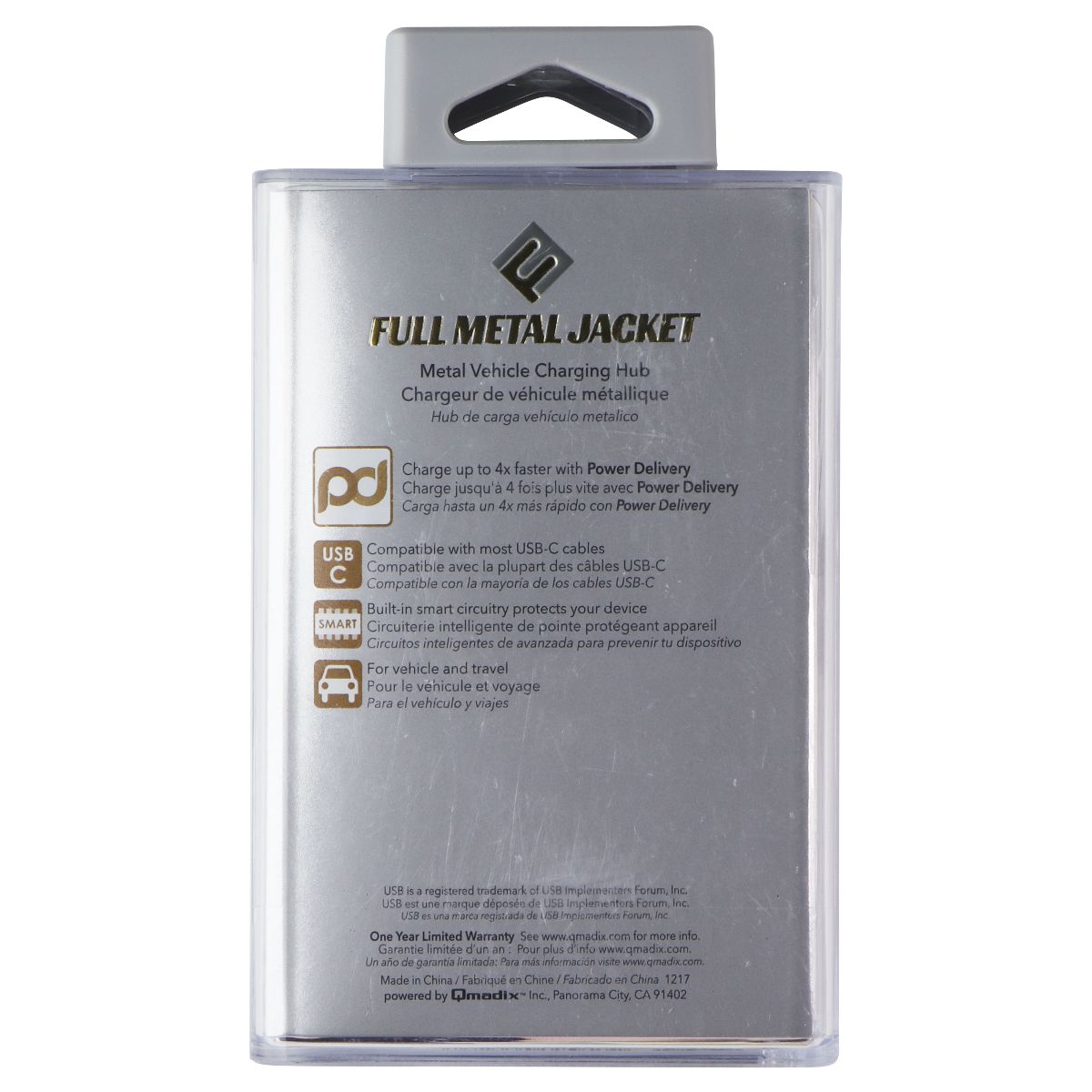 Qmadix Full Metal Jacket USB-C Power Delivery Car Charger - Silver