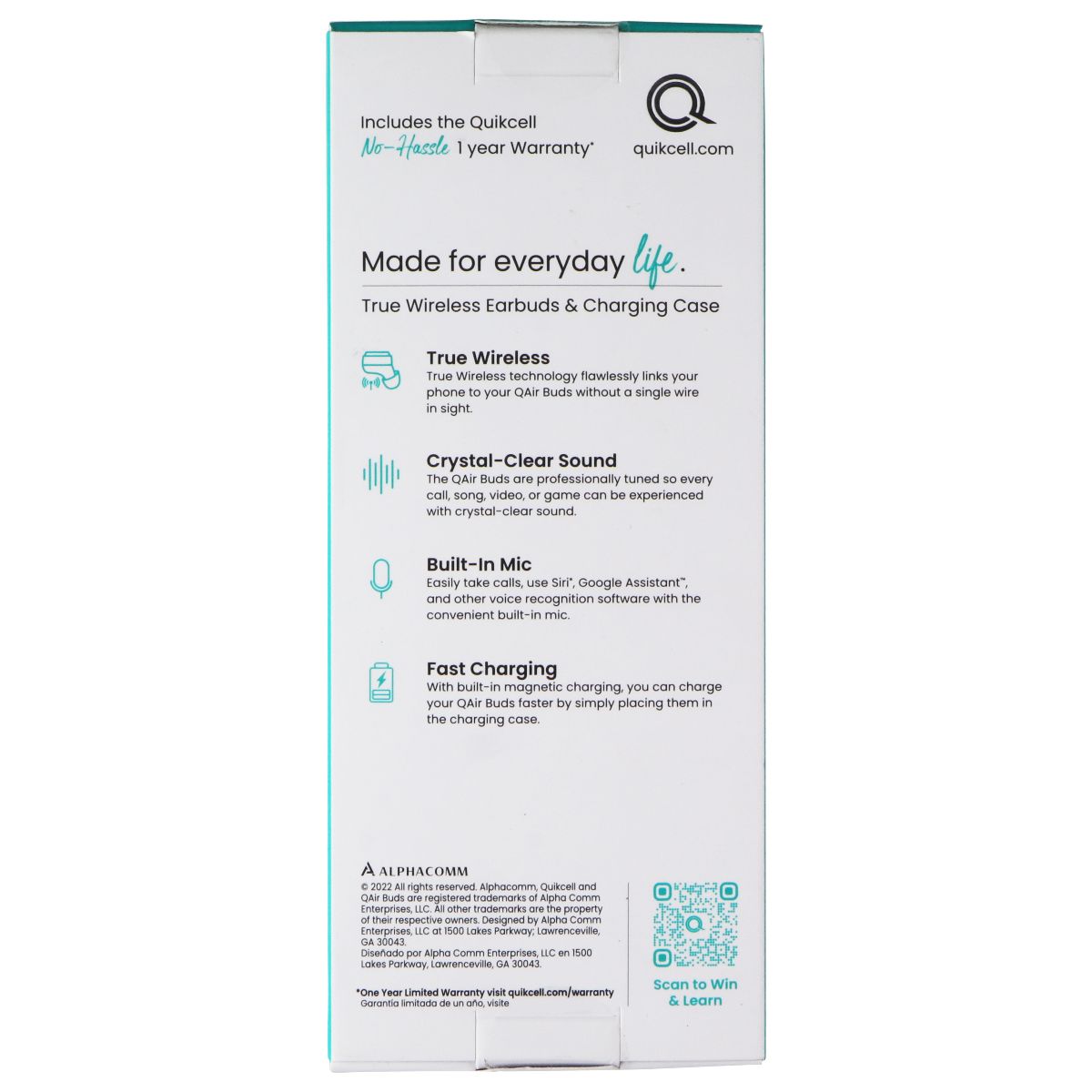 Quikcell QAirBuds True Wireless Earbuds & Charging Case - Black Portable Audio - Headphones Quikcell - Simple Cell Bulk Wholesale Pricing - USA Seller