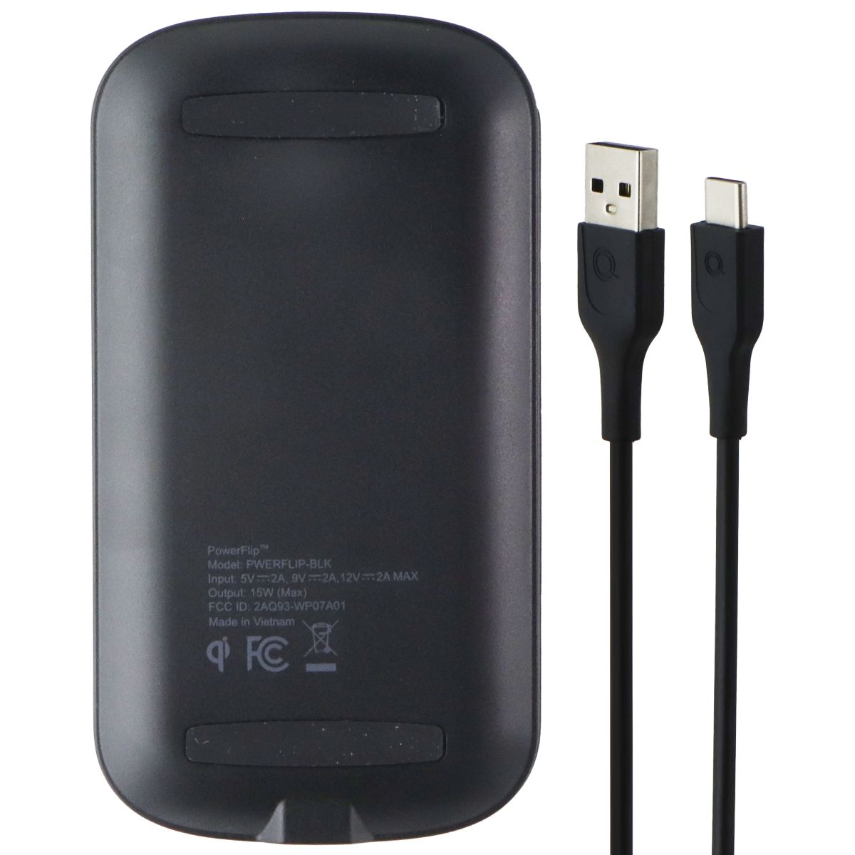 Quikcell (15W) Power Flip 2-in-1 Wireless Charging Pad - Black Cell Phone - Chargers & Cradles Quikcell - Simple Cell Bulk Wholesale Pricing - USA Seller