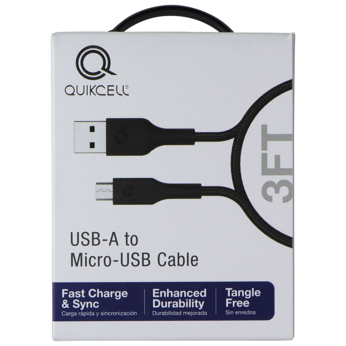 Quikcell 3 Foot USB-A to Micro-USB Fast Charge and Sync Cable - Black Cell Phone - Cables & Adapters Quikcell - Simple Cell Bulk Wholesale Pricing - USA Seller