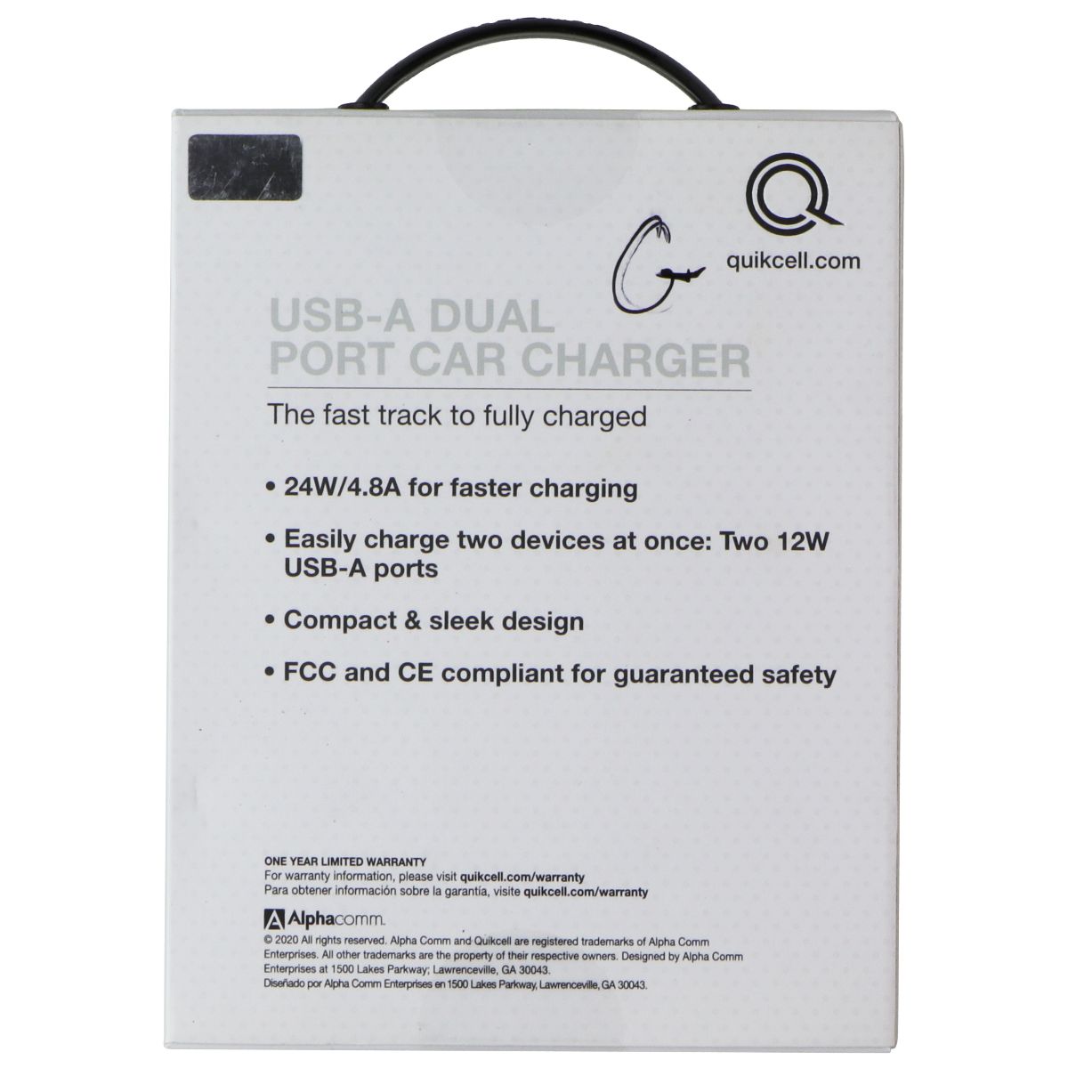 Quikcell USB-A 12W-24W Dual Port Car Charger - Black Cell Phone - Chargers & Cradles Quikcell - Simple Cell Bulk Wholesale Pricing - USA Seller