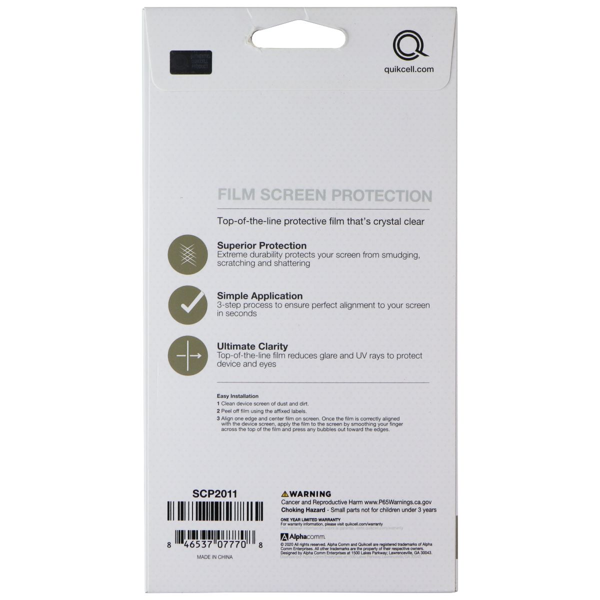 Quikcell Crystal Clear Film Screen Protection for Apple iPhone 12 Pro Max Cell Phone - Screen Protectors Quikcell - Simple Cell Bulk Wholesale Pricing - USA Seller