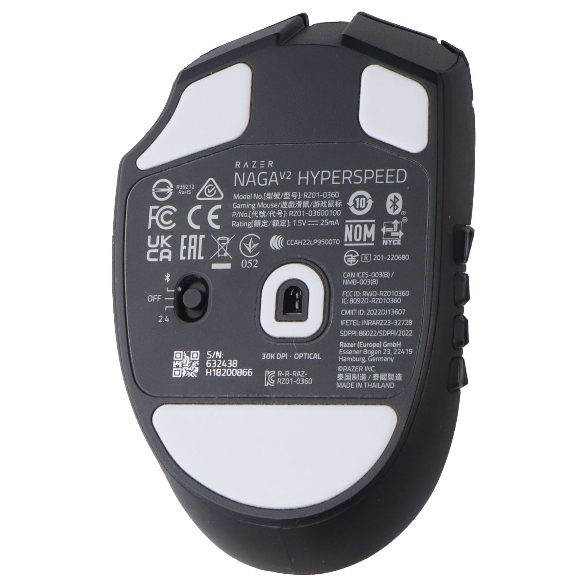 Razer Naga V2 HyperSpeed Wireless MMO Gaming Mouse - 19 Buttons (RZ01-0360) Keyboards/Mice - Mice, Trackballs & Touchpads Razer - Simple Cell Bulk Wholesale Pricing - USA Seller