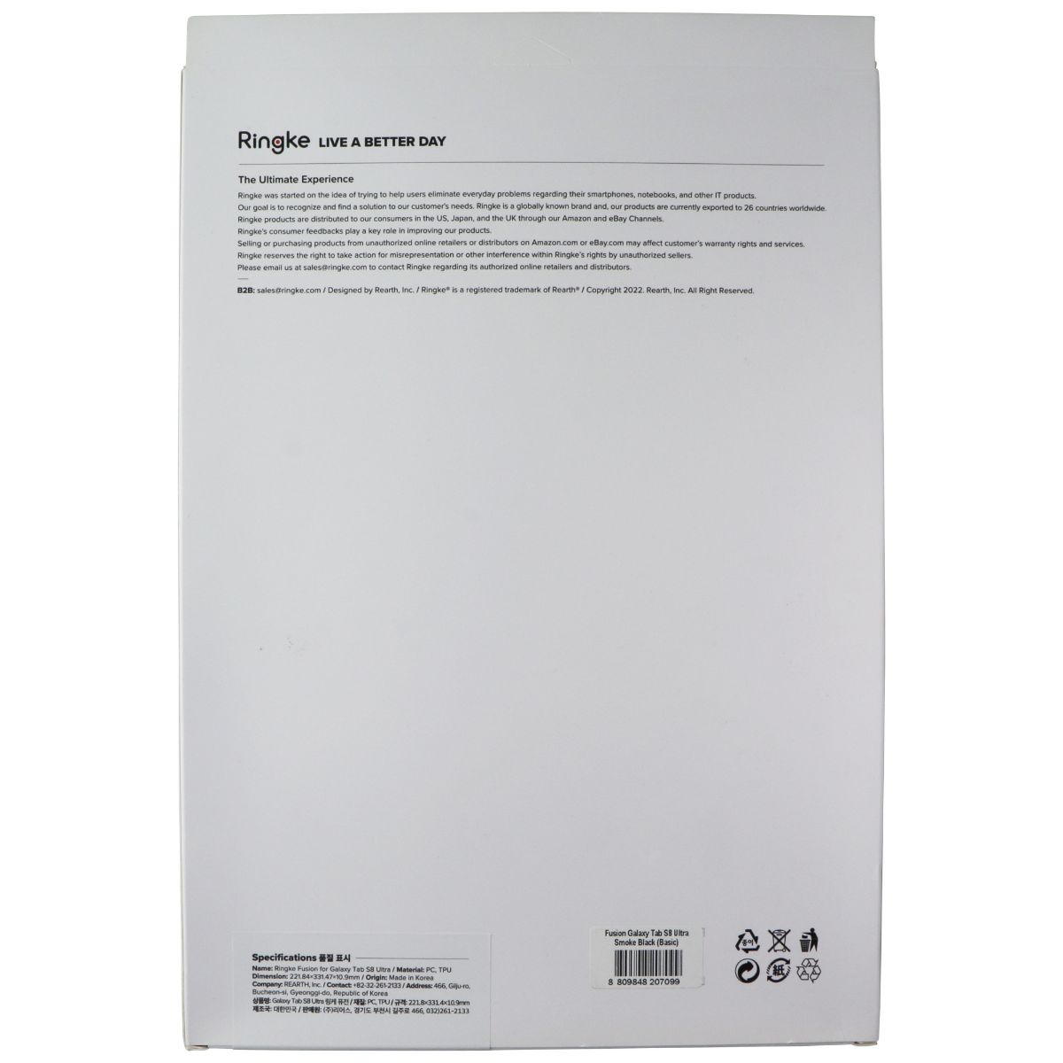 Ringke Fusion Series Case for Samsung Galaxy Tab S8 Ultra - Smoke Black iPad/Tablet Accessories - Cases, Covers, Keyboard Folios Ringke - Simple Cell Bulk Wholesale Pricing - USA Seller