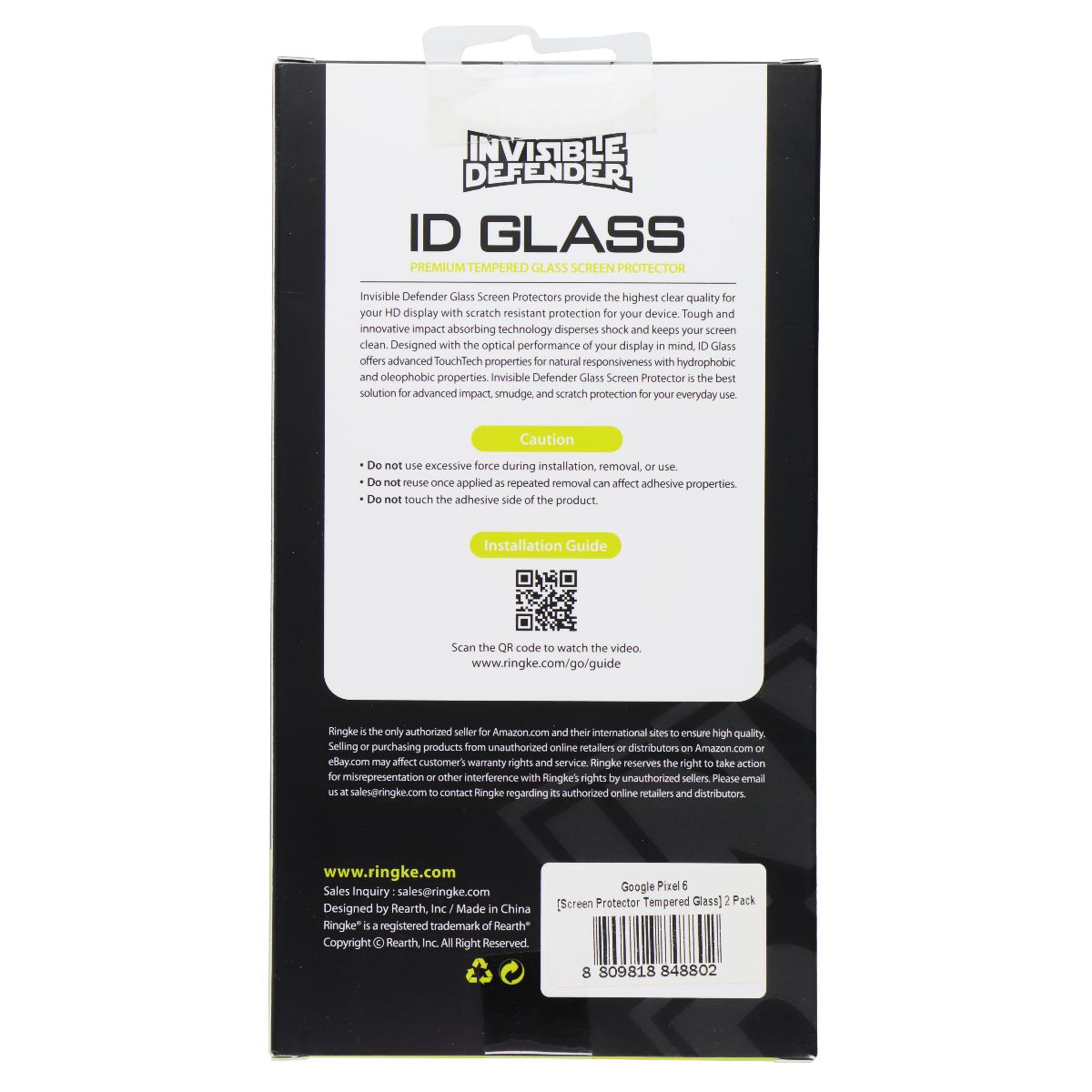 Ringke - Invisible Defender Glass Screen Protector for Google Pixel 6 (2 Pack)