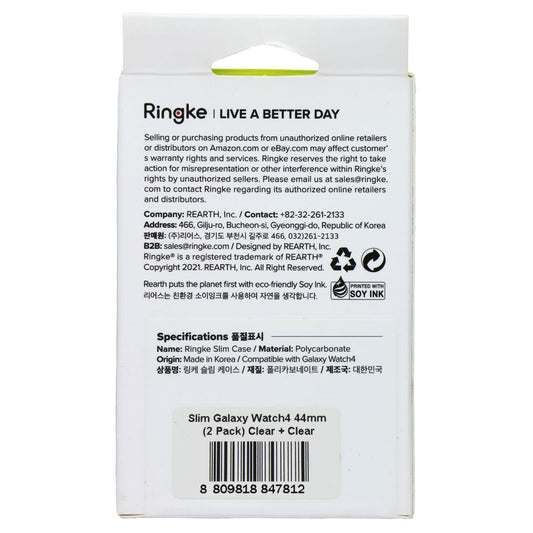 Ringke Slim Case for Samsung Galaxy Watch4 (44mm) - Clear (2 Pack) Smart Watch Accessories - Smart Watch Cases Ringke - Simple Cell Bulk Wholesale Pricing - USA Seller