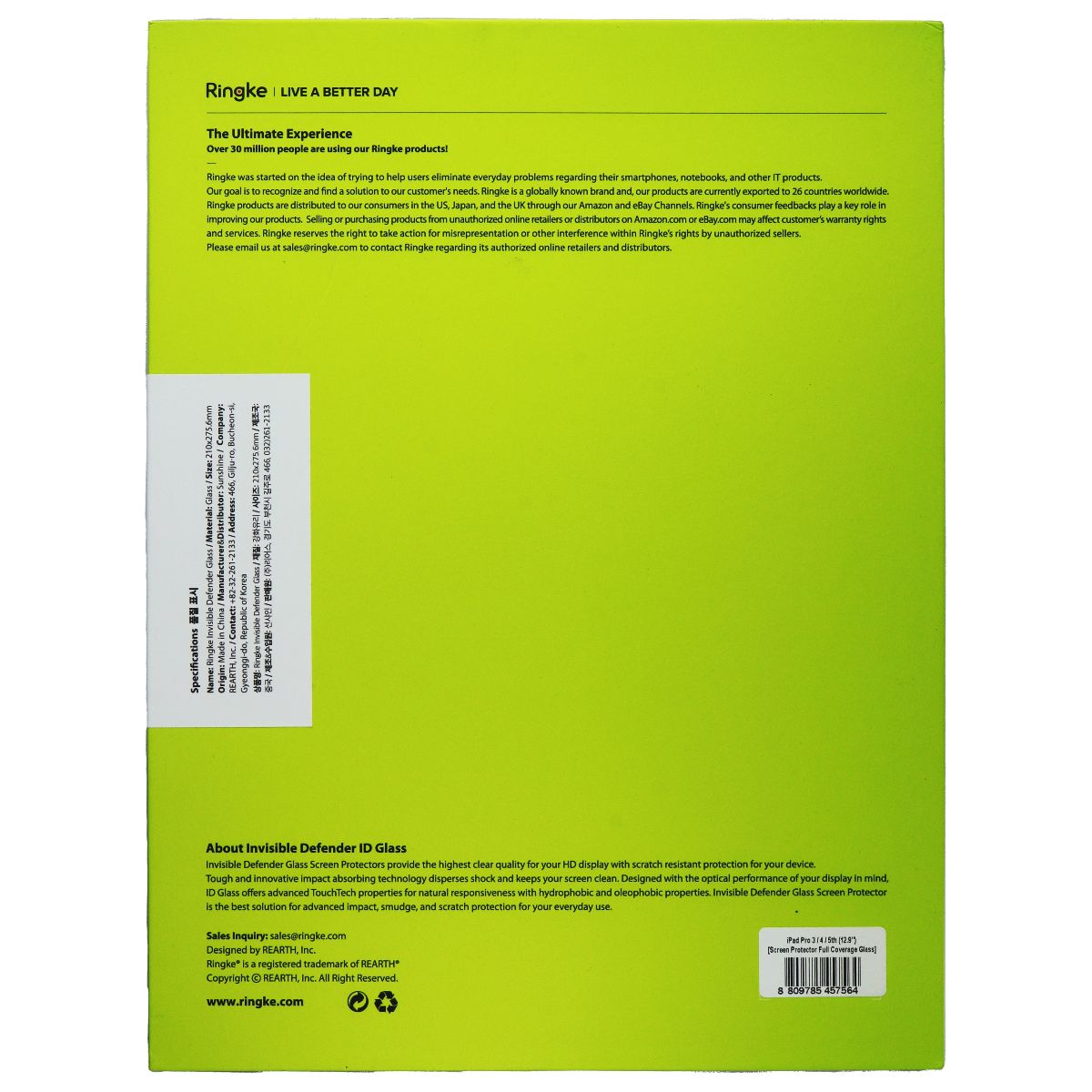 Ringke Invisible Defender Tempered Glass for iPad Pro (12.9) 5/4/3 - Clear iPad/Tablet Accessories - Screen Protectors Ringke - Simple Cell Bulk Wholesale Pricing - USA Seller