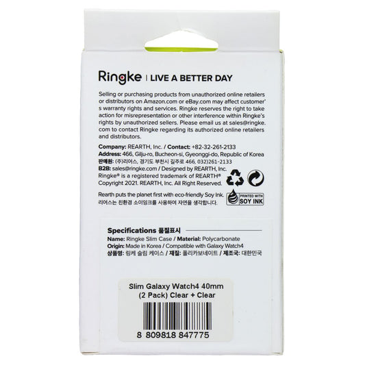 Ringke Slim Case for Samsung Galaxy Watch4 (40mm) - Clear (2 Pack) Smart Watch Accessories - Smart Watch Cases Ringke - Simple Cell Bulk Wholesale Pricing - USA Seller