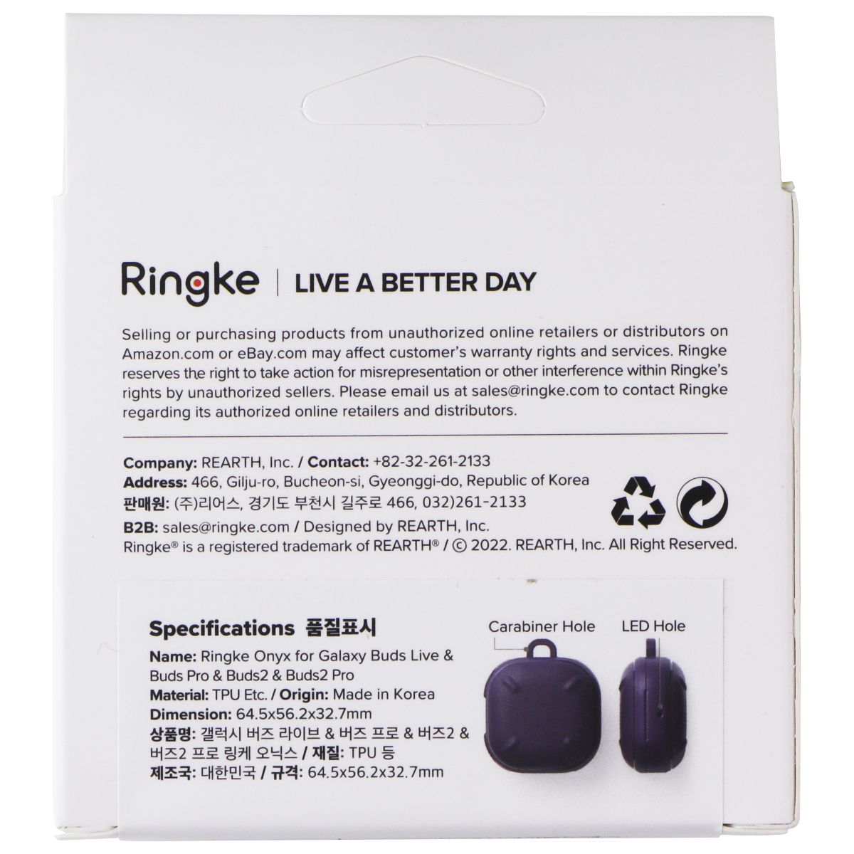 Ringke Onyx Series Case for Samsung Galaxy Buds Live/Pro/Buds2/Buds2 Pro iPod, Audio Player Accessories - Cases, Covers & Skins Ringke - Simple Cell Bulk Wholesale Pricing - USA Seller