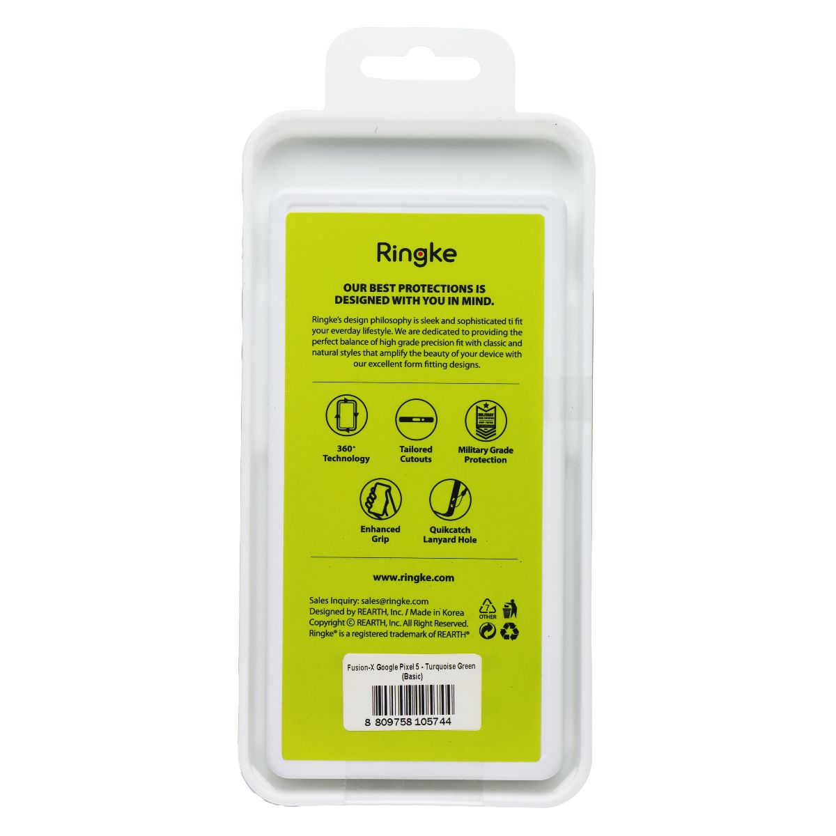 Ringke Fusion X Series Case for Google Pixel 5 - Clear / Turquoise Green Cell Phone - Cases, Covers & Skins Ringke - Simple Cell Bulk Wholesale Pricing - USA Seller