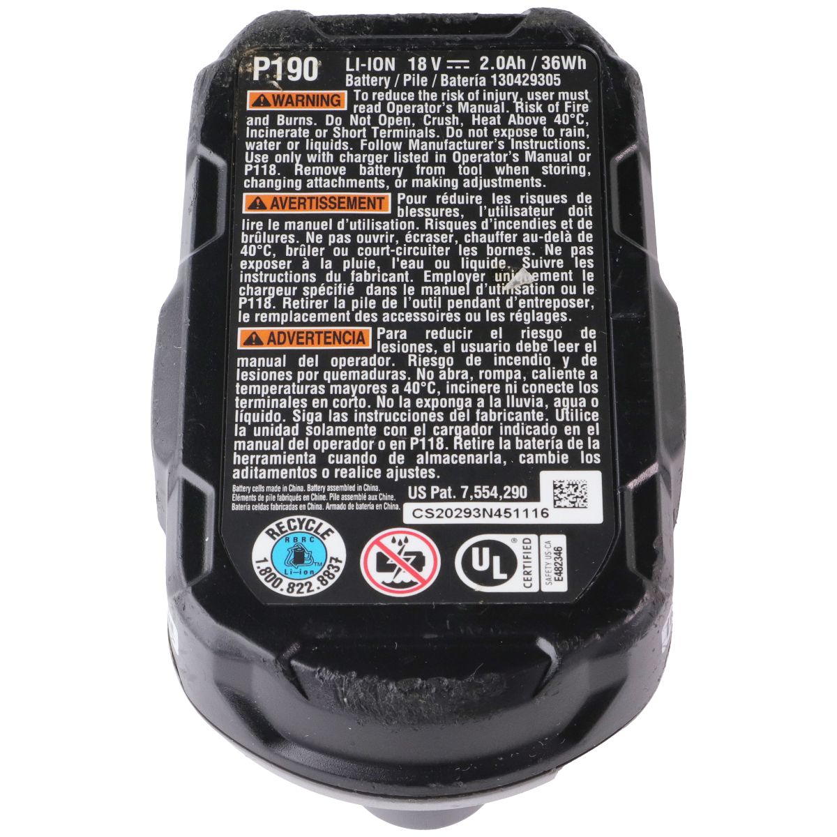 RYOBI P190 2.0Ah Compact 18V Lithium Ion Battery with Cold Weather Performance