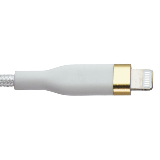 S. Simple (6-Ft) USB-C to 8-Pin Tough-Knit Braided Cable - White/Gold Cell Phone - Cables & Adapters S. Simple - Simple Cell Bulk Wholesale Pricing - USA Seller