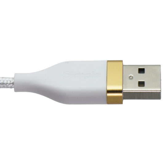 S. Simple (6 Foot) USB-A to 8-Pin Tough-Knit Braided Cable - White/Gold Cell Phone - Cables & Adapters S. Simple - Simple Cell Bulk Wholesale Pricing - USA Seller