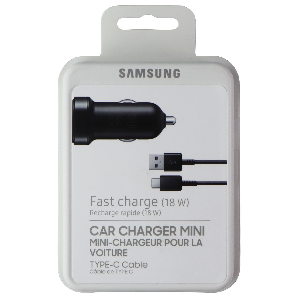 Samsung Fast Charge (18W) Car Charger Mini with USB-C to USB-A Cable - Black Cell Phone - Chargers & Cradles Samsung - Simple Cell Bulk Wholesale Pricing - USA Seller