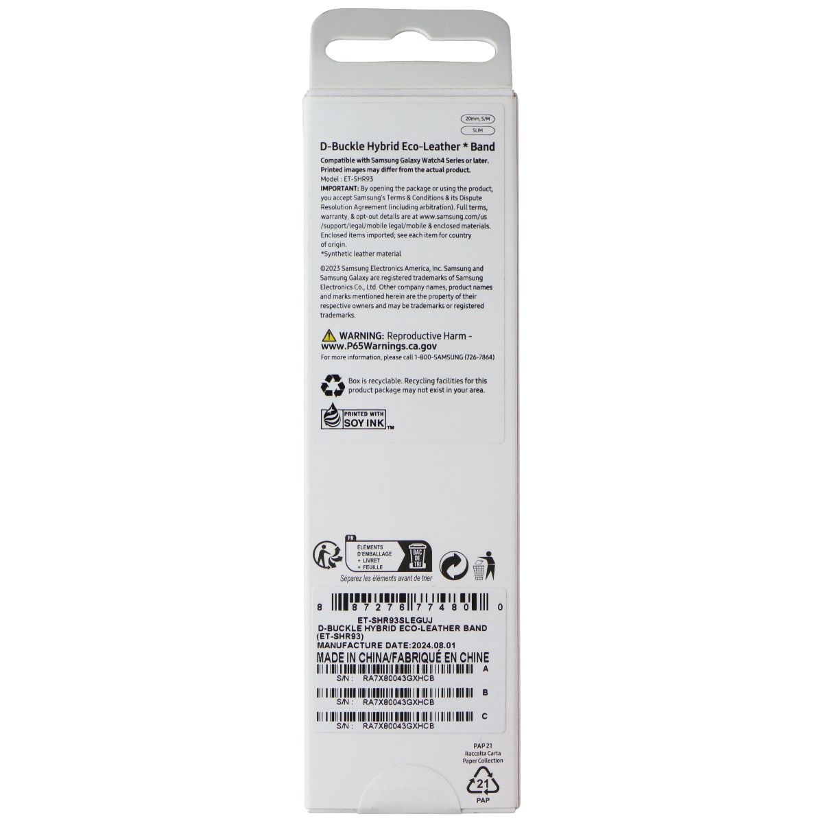 Samsung D-Buckle Hybrid Eco-Leather for Galaxy Watch4 - Blue (20mm, S/M, SLIM) Smart Watch Accessories - Watch Bands Samsung - Simple Cell Bulk Wholesale Pricing - USA Seller