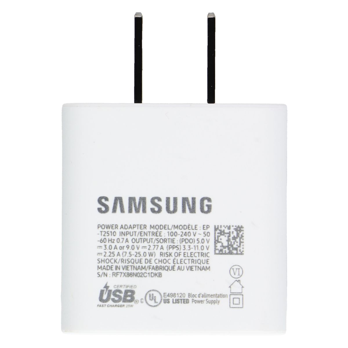 Samsung 25W USB-C Wall Charger Power Adapter - White Cell Phone - Chargers & Cradles Samsung - Simple Cell Bulk Wholesale Pricing - USA Seller
