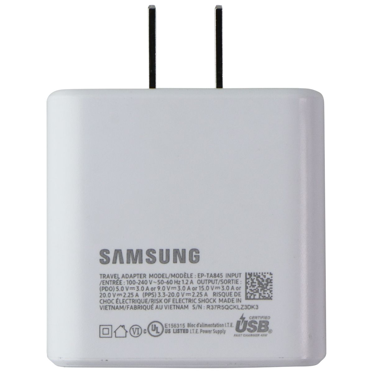 Samsung (USB-C) 5V/3A Super Fast Wall Charger Travel Adapter (EP-TA845) - White Cell Phone - Chargers & Cradles Samsung - Simple Cell Bulk Wholesale Pricing - USA Seller
