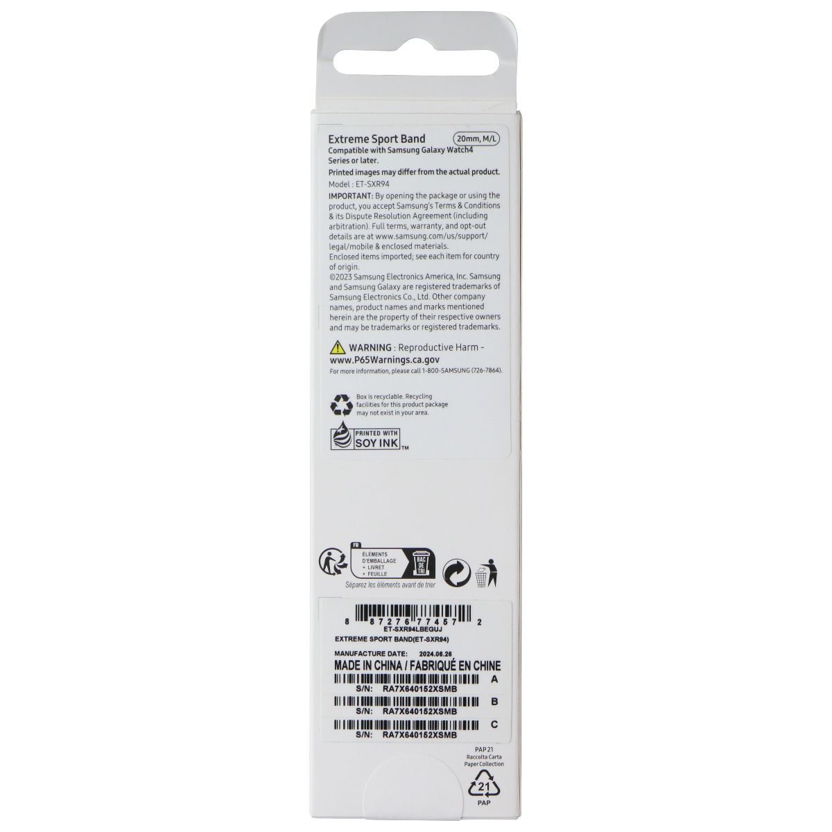 Samsung Extreme Sport Band for Galaxy Watch 4 or Later - Graphite (20mm, M/L) Smart Watch Accessories - Watch Bands Samsung - Simple Cell Bulk Wholesale Pricing - USA Seller