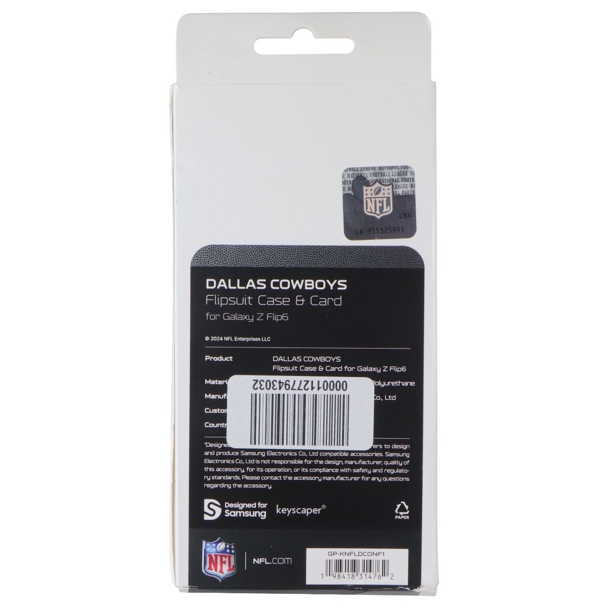 Samsung Official Flipsuit Case and Card for Galaxy Z Flip6 - NFL Dallas Cowboys Cell Phone - Cases, Covers & Skins Samsung - Simple Cell Bulk Wholesale Pricing - USA Seller