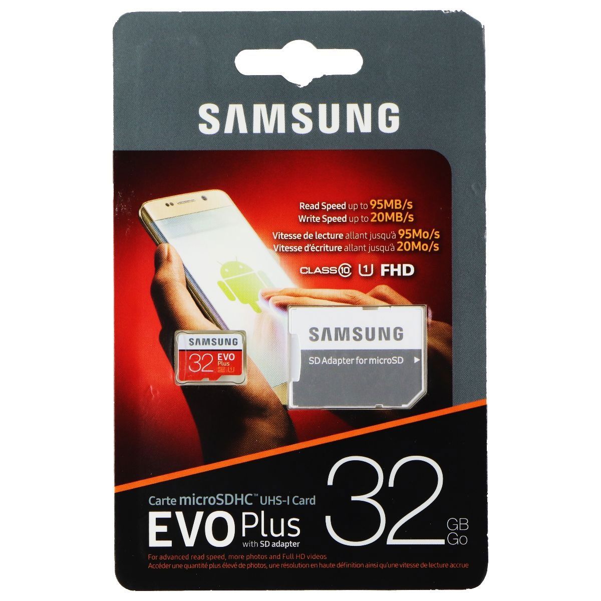 Samsung 32GB EVO Plus Class 10 Micro SDHC with Adapter (MB-MC32G) Cell Phone - Memory Cards Samsung - Simple Cell Bulk Wholesale Pricing - USA Seller