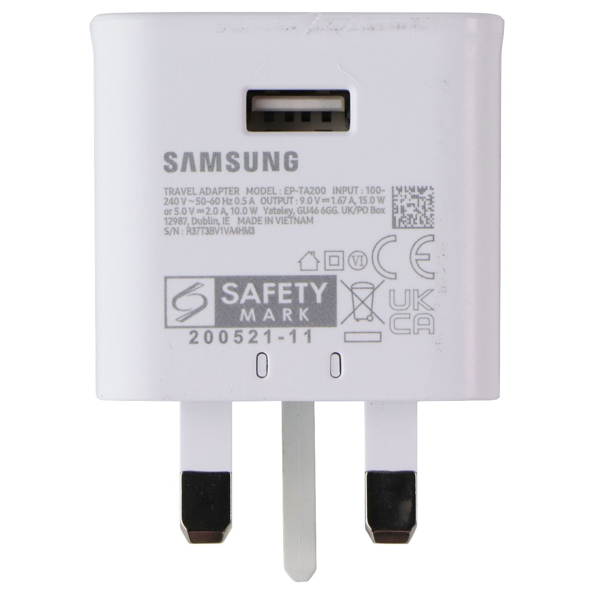 Samsung Travel Adapter 9V/1.67A (EP-TA200) - White (UK UAE Plug) Cell Phone - Chargers & Cradles Samsung - Simple Cell Bulk Wholesale Pricing - USA Seller