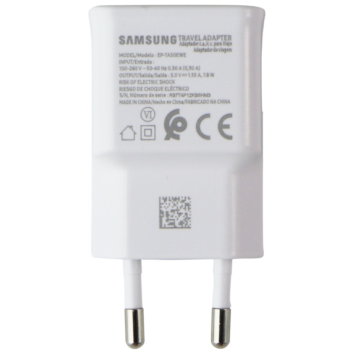 Samsung (5V/1.55A) 7.8W Travel Adapter (EU Plug) Charger - White (EP-TA50EWE) Cell Phone - Chargers & Cradles Samsung - Simple Cell Bulk Wholesale Pricing - USA Seller
