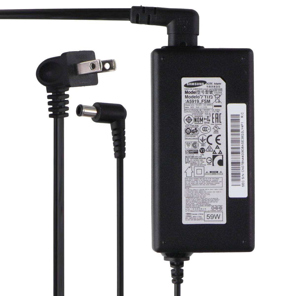 Samsung (19V/3.17A) AC/DC Adapter Power Supply - Black (A5919_FSM) Multipurpose Batteries & Power - Multipurpose AC to DC Adapters Samsung - Simple Cell Bulk Wholesale Pricing - USA Seller
