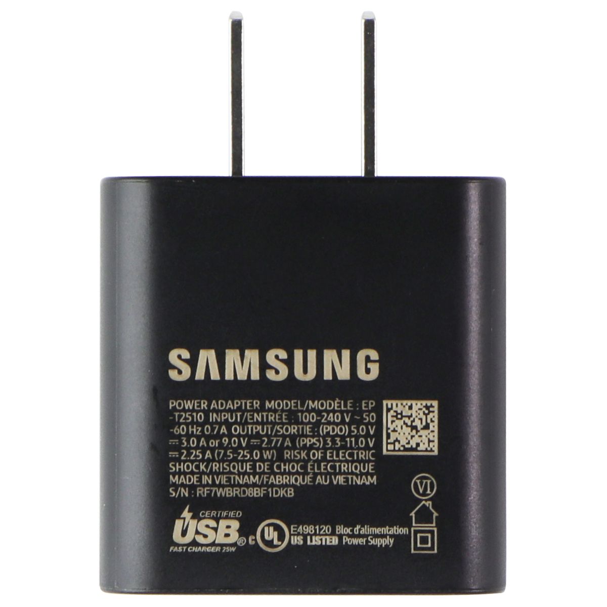 Samsung 25W Super Fast Charging USB-C 5V/3A Wall Charger (EP-T2510) - Black Cell Phone - Chargers & Cradles Samsung - Simple Cell Bulk Wholesale Pricing - USA Seller