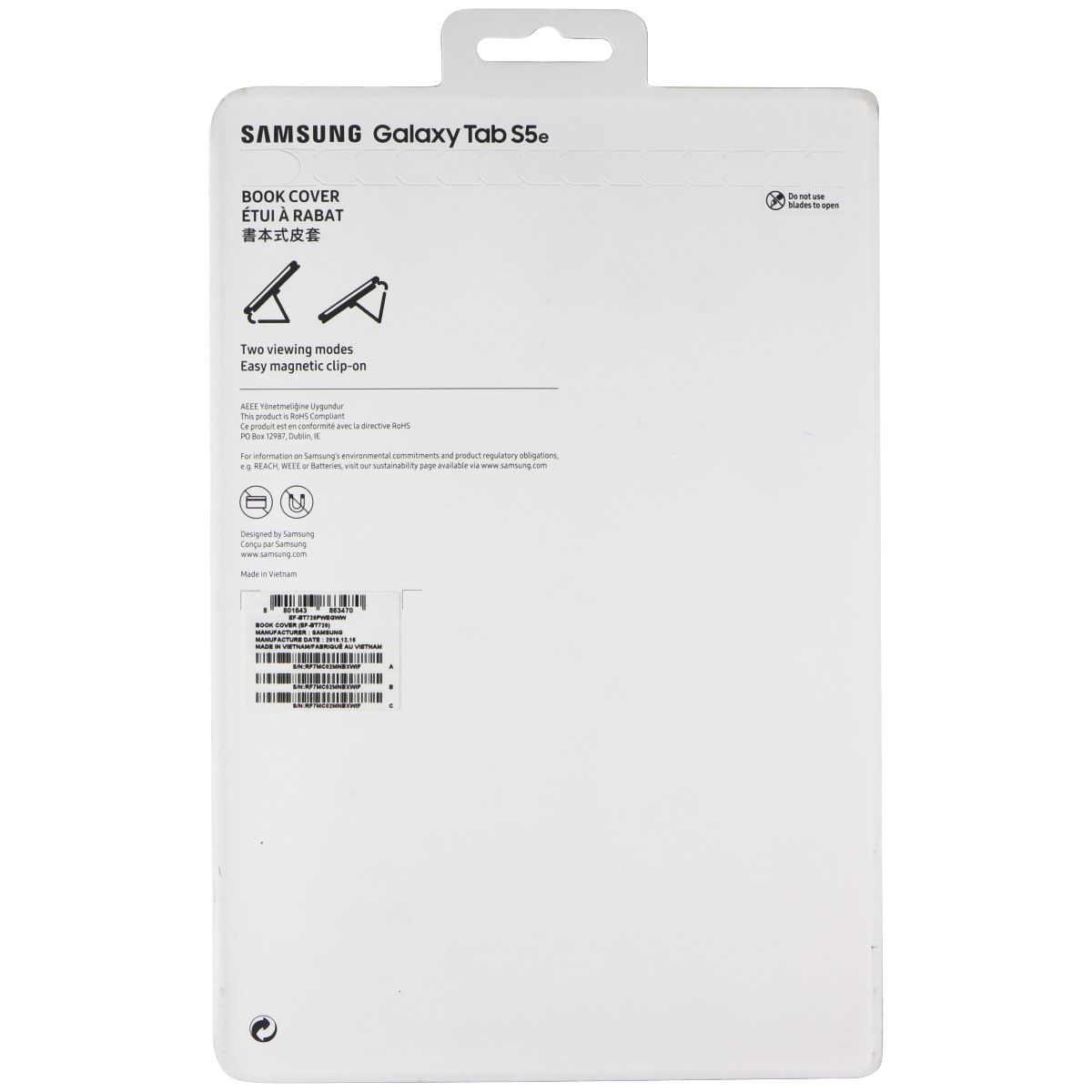 Samsung Book Cover Folio Case for Samsung Galaxy Tab S5E (10.5-inch) - White iPad/Tablet Accessories - Cases, Covers, Keyboard Folios Samsung - Simple Cell Bulk Wholesale Pricing - USA Seller