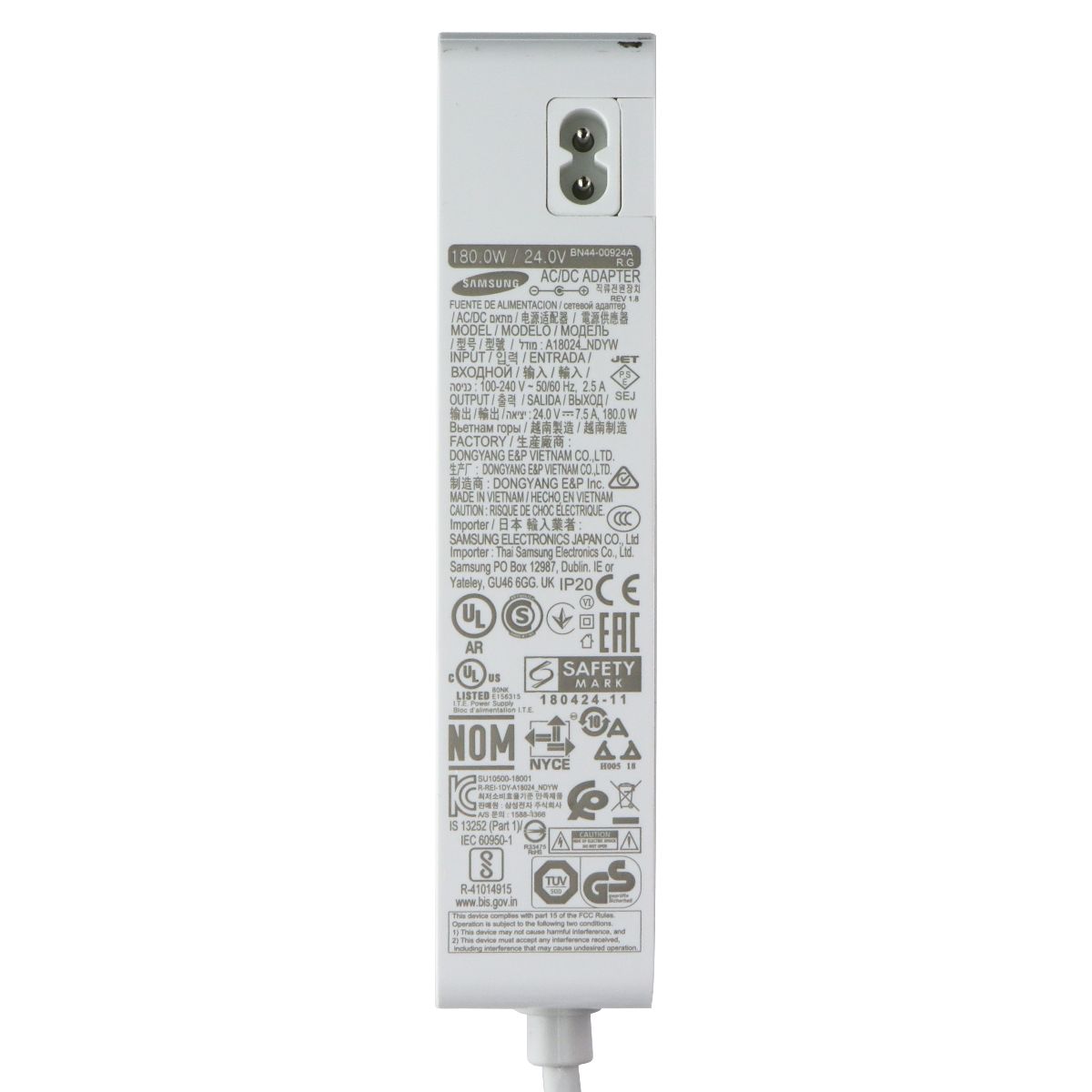 Samsung (180W/24V) AC/DC Adapter Power Supply - White (BN44-00924A) Multipurpose Batteries & Power - Multipurpose AC to DC Adapters Samsung - Simple Cell Bulk Wholesale Pricing - USA Seller