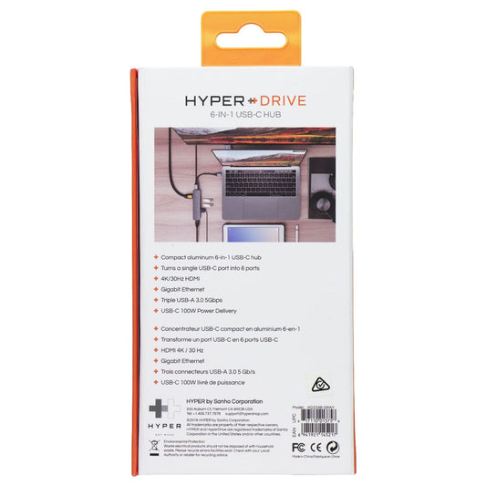 Sanho HyperDrive 6-in-1 USB-C Hub (Tube) - Space Gray Computer/Network - USB Cables, Hubs & Adapters Sanho - Simple Cell Bulk Wholesale Pricing - USA Seller