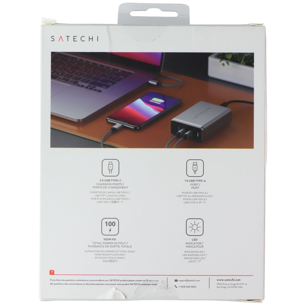 SATECHI 100W USB-C PD Compact GaN Multi-Port Wall Charger - Silver/Black (AU) Computer Accessories - Laptop Power Adapters/Chargers SATECHI - Simple Cell Bulk Wholesale Pricing - USA Seller