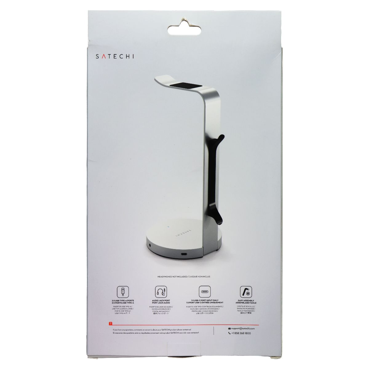 SATECHI Aluminum Headphone Stand Hub with 3 USB 3.0 Ports & 3.5mm - Silver TV, Video & Audio Accessories - Other TV, Video & Audio Accs SATECHI - Simple Cell Bulk Wholesale Pricing - USA Seller