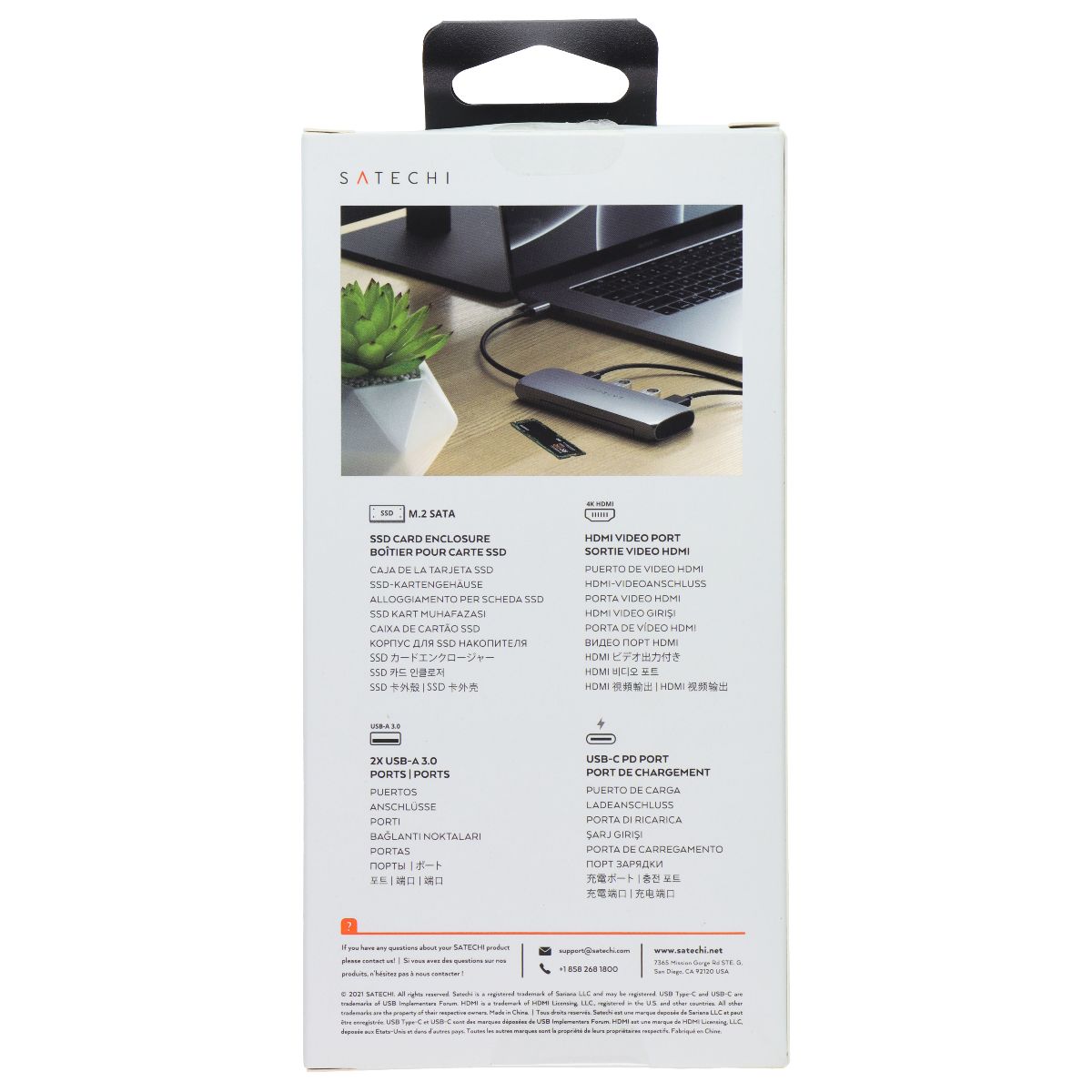 Satechi USB-C Hybrid Adapter with SSD Enclosure - Space Gray Computer/Network - USB Cables, Hubs & Adapters SATECHI - Simple Cell Bulk Wholesale Pricing - USA Seller