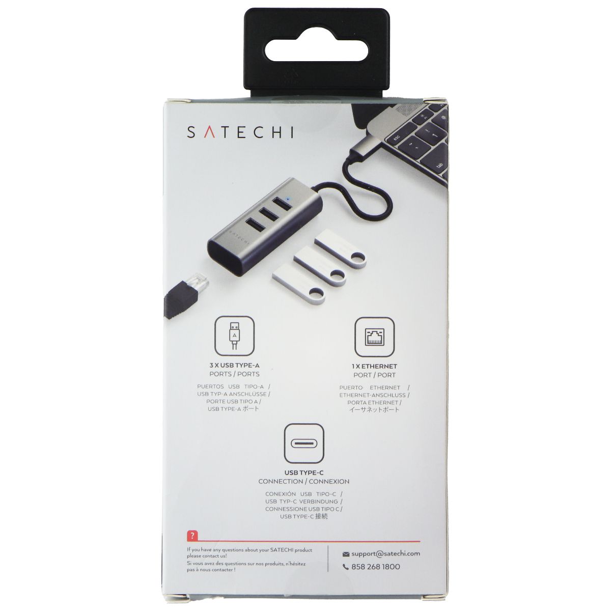 SATECHI USB-C 2-in-1 Ethernet & 3 Port USB Hub for MacBook/iPhone - Space Gray Computer/Network - USB Cables, Hubs & Adapters SATECHI - Simple Cell Bulk Wholesale Pricing - USA Seller