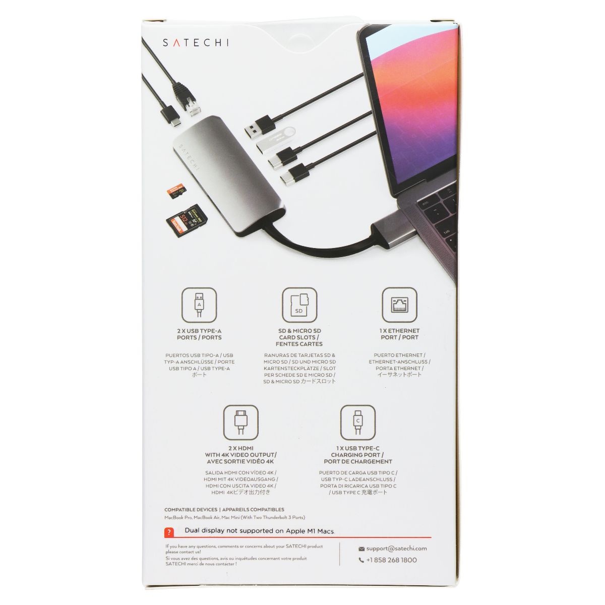 Satechi USB-C Dual Multimedia Adapter - Space Gray Computer/Network - USB Cables, Hubs & Adapters SATECHI - Simple Cell Bulk Wholesale Pricing - USA Seller