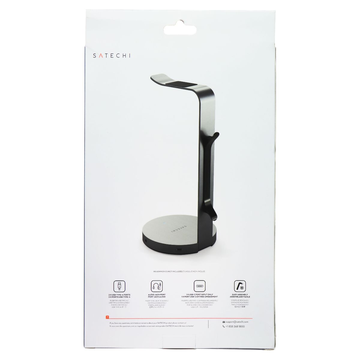 SATECHI Aluminum Headphone Stand Hub with 3 USB 3.0 Ports & 3.5mm - Space Gray TV, Video & Audio Accessories - Other TV, Video & Audio Accs SATECHI - Simple Cell Bulk Wholesale Pricing - USA Seller