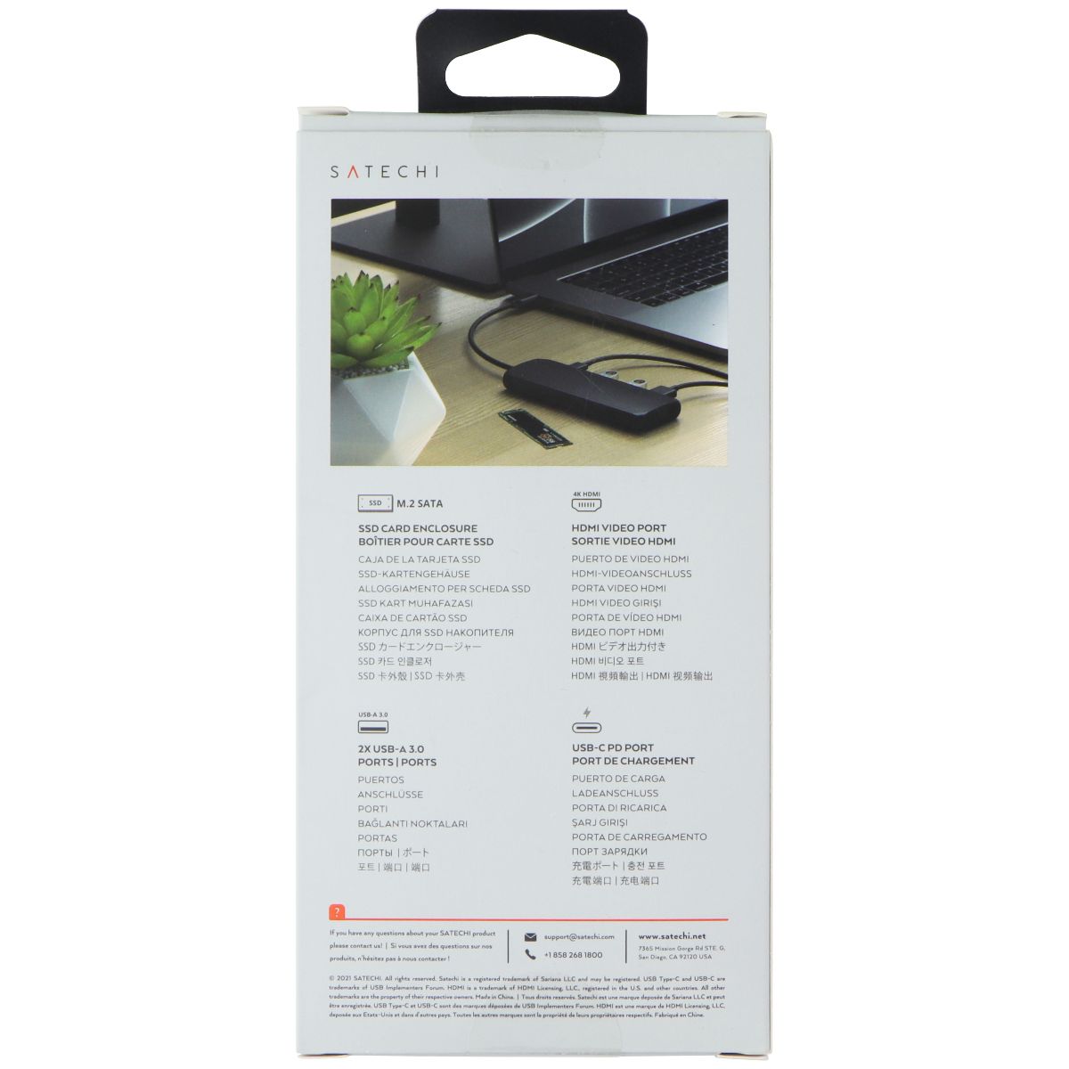 SATECHI USB-C Hub Multiport Hybrid Adapter w/ SSD Enclosure - Black Computer/Network - USB Cables, Hubs & Adapters SATECHI - Simple Cell Bulk Wholesale Pricing - USA Seller