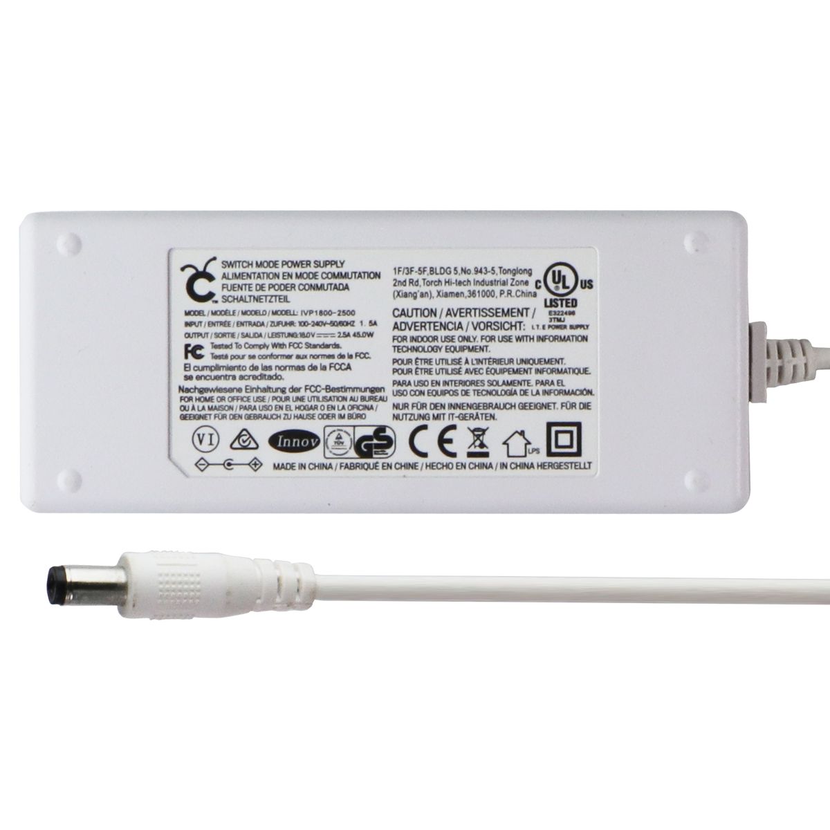 Switch Mode Power Supply (IVP1800-2500) 18V/2.5A/45.0W - White