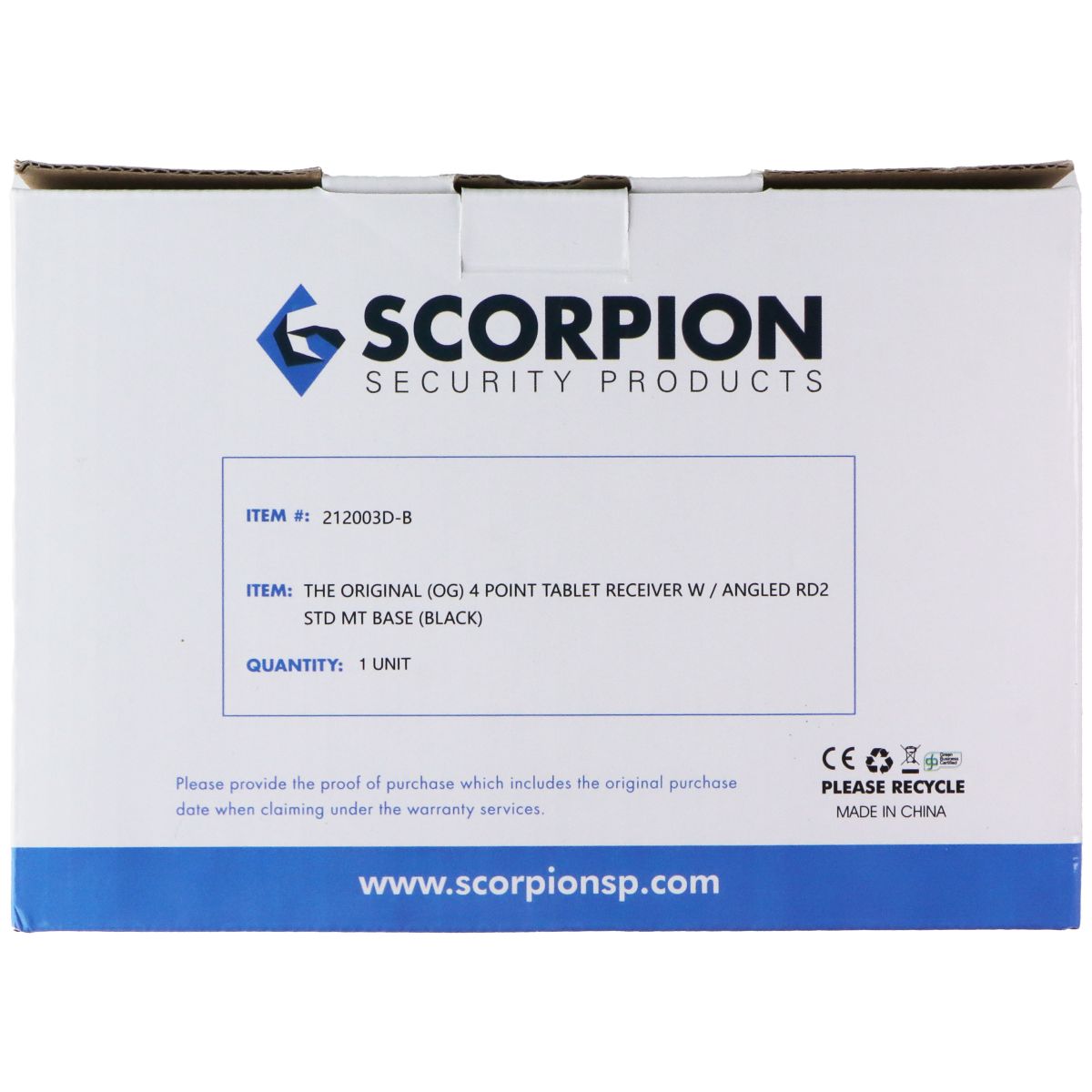 Scorpion Security Products Tablet Mount (212003D-B) - Black iPad/Tablet Accessories - Mounts, Stands & Holders SCORPION - Simple Cell Bulk Wholesale Pricing - USA Seller
