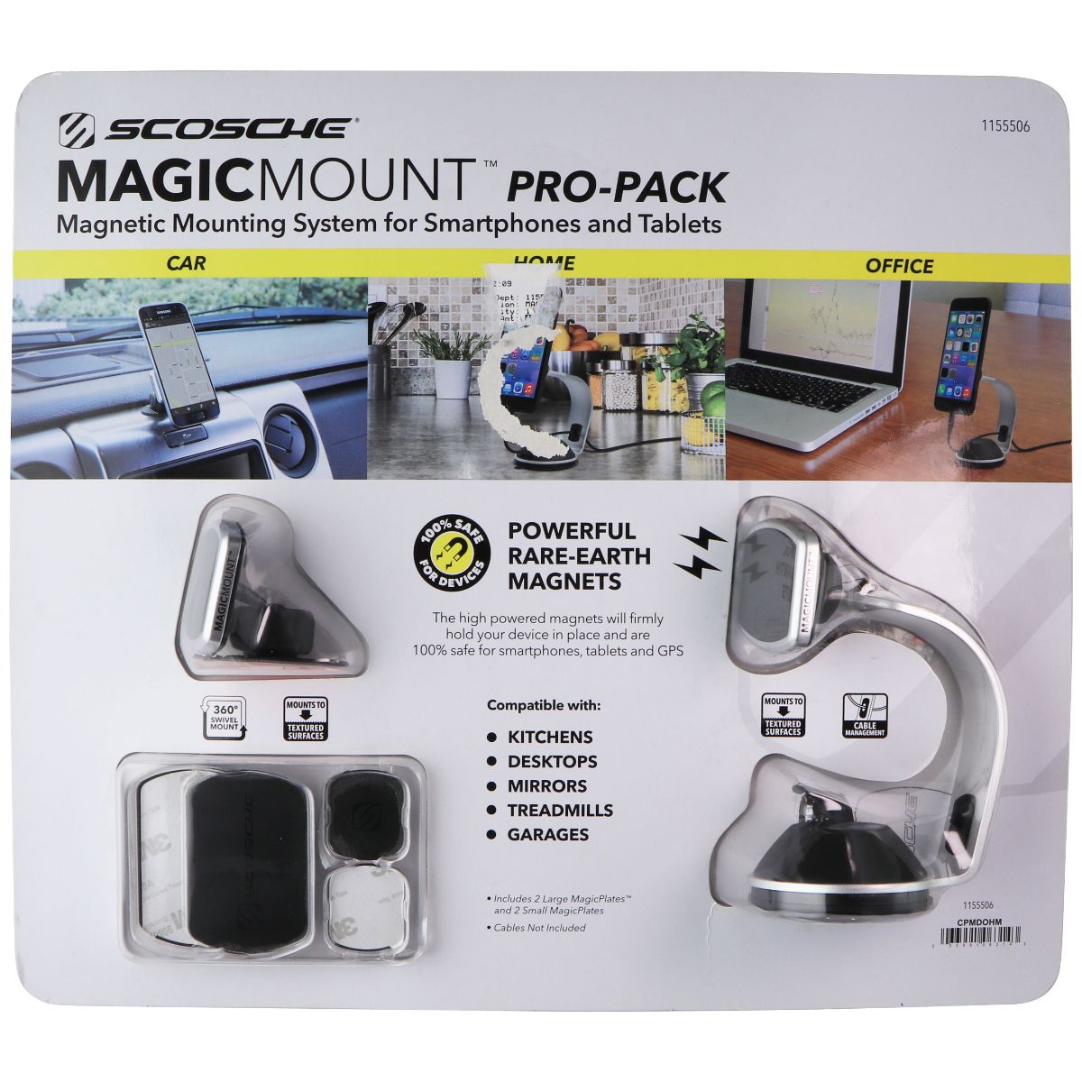 Scosche Magic Mount Pro-Pack Magnetic Mounting System for Smartphones & Tablets Cell Phone - Mounts & Holders Scosche - Simple Cell Bulk Wholesale Pricing - USA Seller