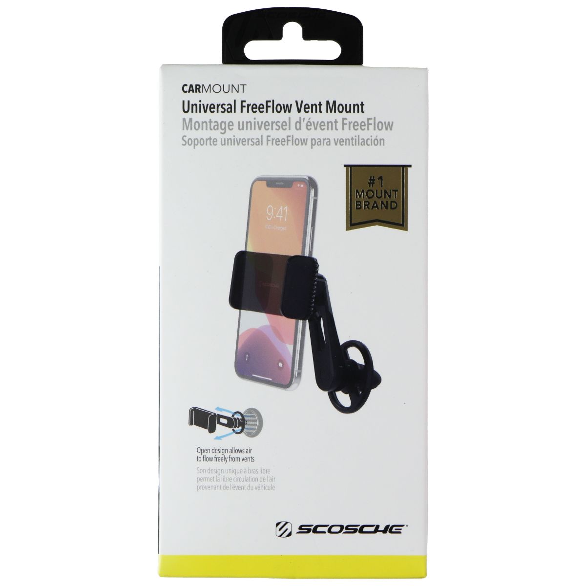 Scosche (VP2M-SP) Universal FreeFlow Vent Mount Cell Phone Holder - Black Cell Phone - Mounts & Holders Scosche - Simple Cell Bulk Wholesale Pricing - USA Seller