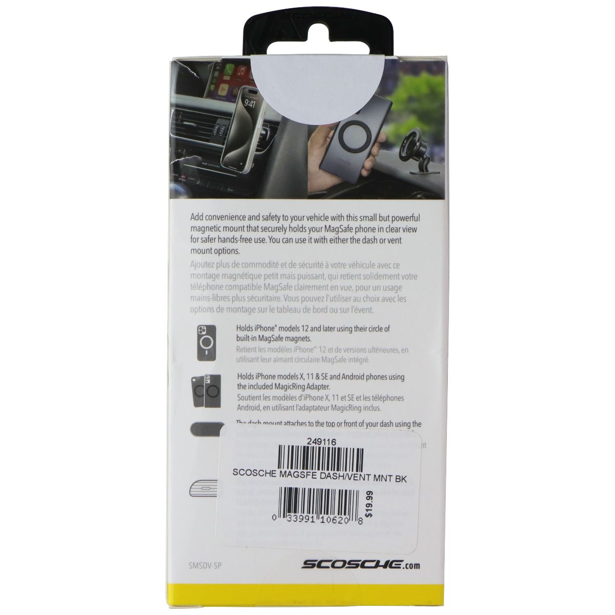 Scosche MagicMount MagSafe Dash/Vent Car Mount with Vent Clip - Black Cell Phone - Mounts & Holders Scosche - Simple Cell Bulk Wholesale Pricing - USA Seller