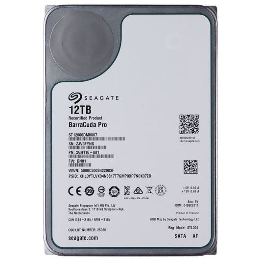 Seagate BarraCuda Pro (12TB) Internal Hard Drive Performance HDD - 3.5-inch SATA Digital Storage - Internal Hard Disk Drives, HDD Seagate - Simple Cell Bulk Wholesale Pricing - USA Seller