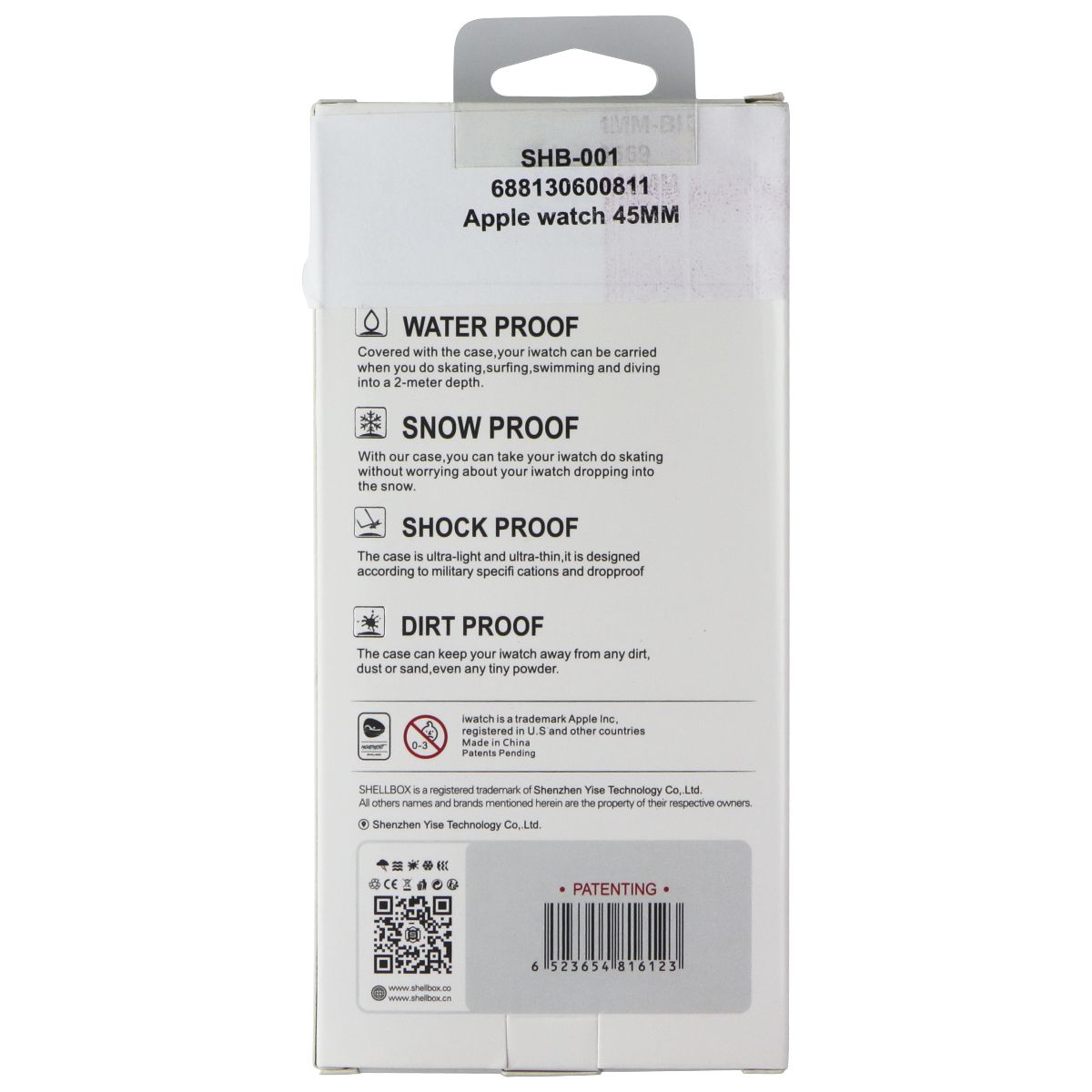 Shellbox Waterproof Case for Apple Watch Series 7 / Series 8 (45mm) - Black Smart Watch Accessories - Smart Watch Cases Shellbox - Simple Cell Bulk Wholesale Pricing - USA Seller